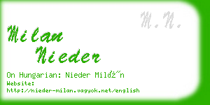 milan nieder business card